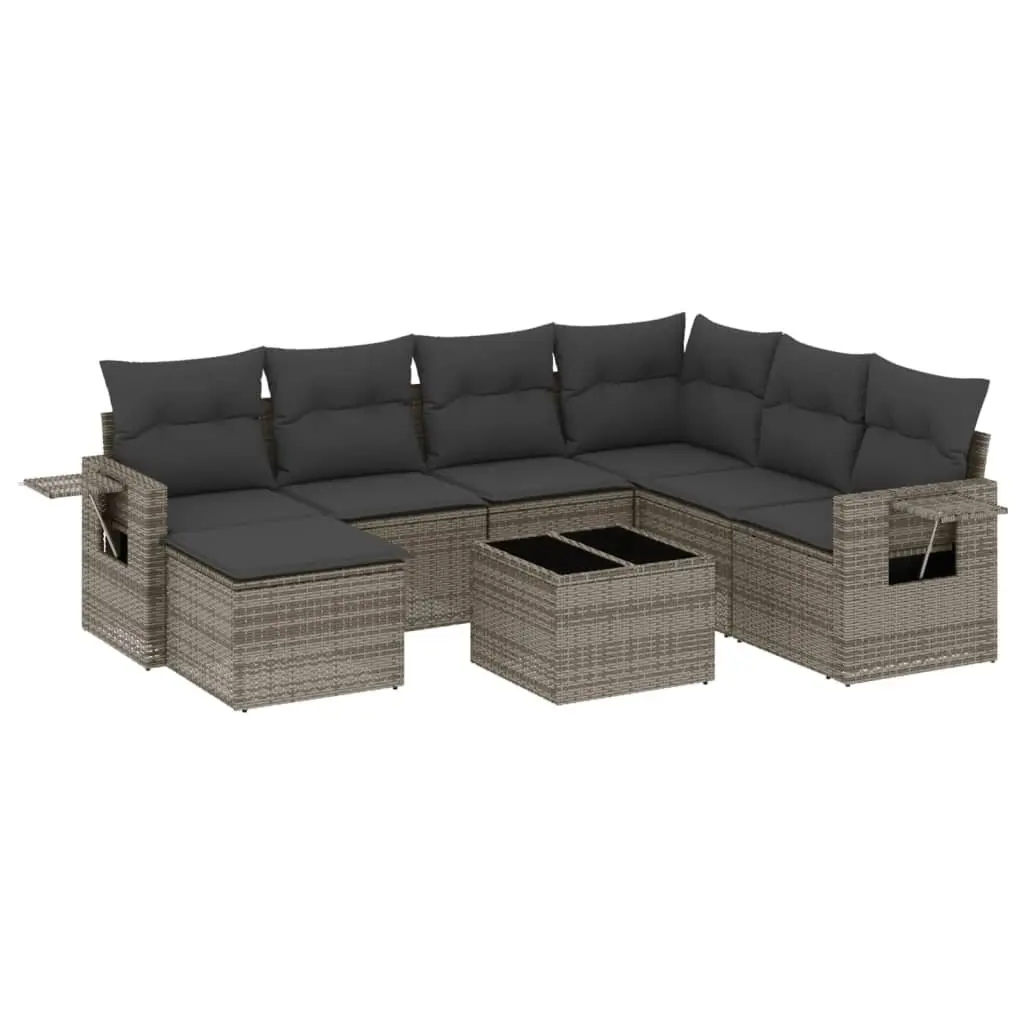 Garden Sofa Set PE Rattan 8 Piece Outdoor Furniture Patio Seating Grey
