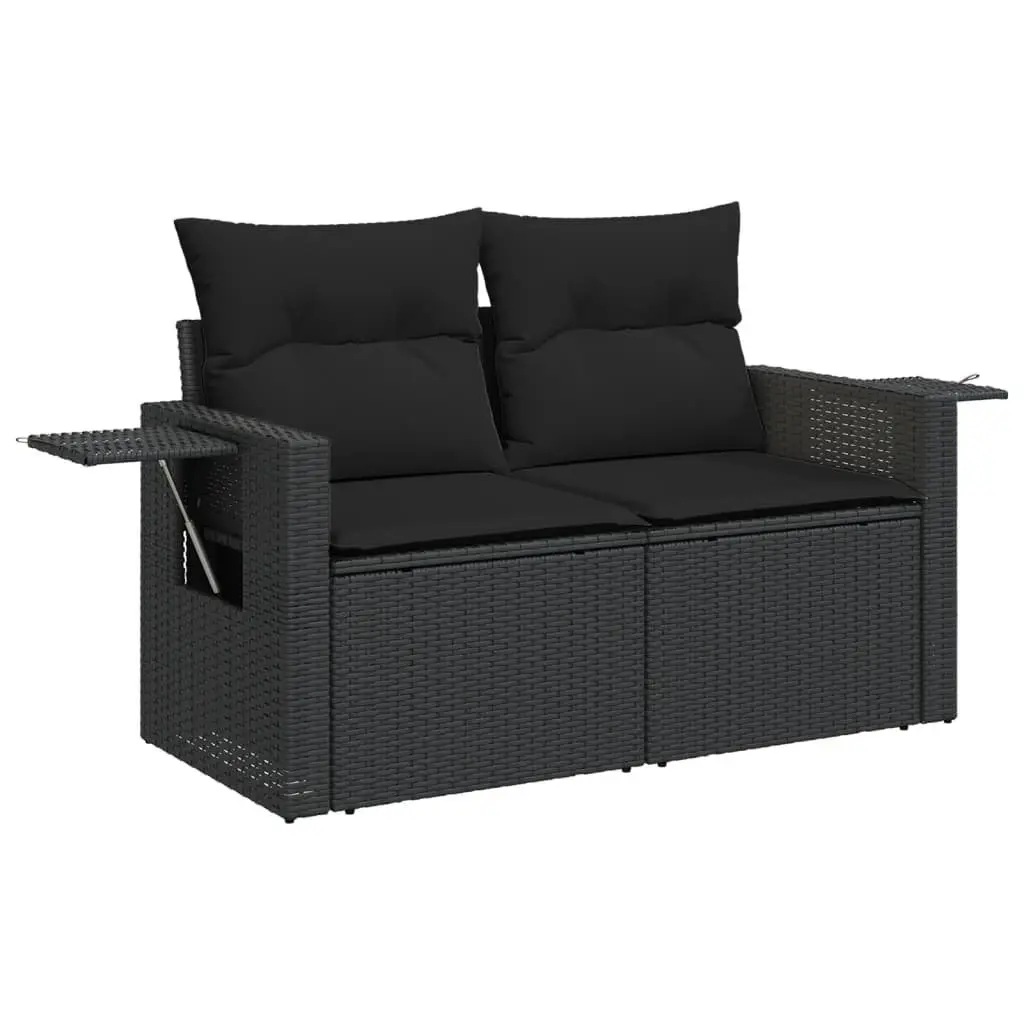 Garden Sofa Set Poly Rattan 6 Piece Outdoor Furniture Black