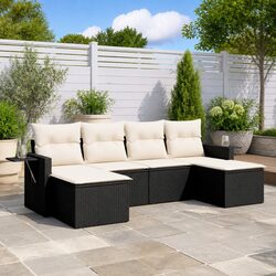 Sturdy 6-Piece Black Modular Garden Sofa Set