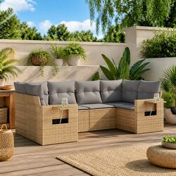Premium 6-Piece Modular Garden Sofa Set in Beige