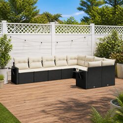 High-Quality Black Modular Garden Sofa Set 9 Pieces