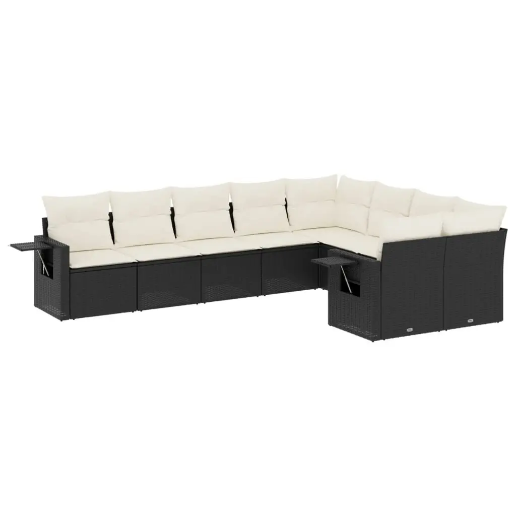 Garden Sofa Set PE Rattan 9 Piece Outdoor Furniture Modular Black