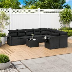 Premium 10-Piece Modular Garden Sofa Set in Black