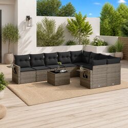 Modular 10 Piece Grey Garden Sofa Set for Outdoor Comfort