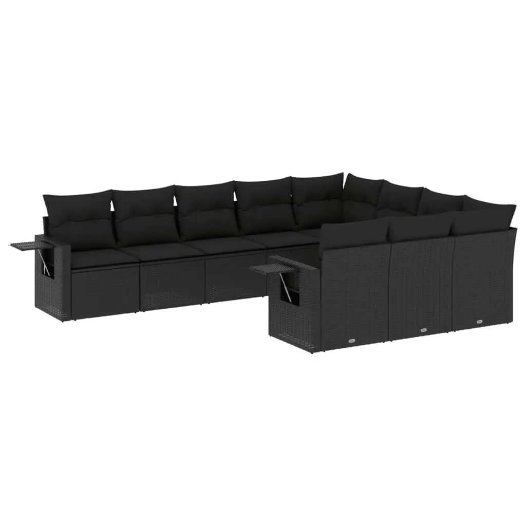 10-Piece Poly Rattan Garden Sofa Set with Cushions