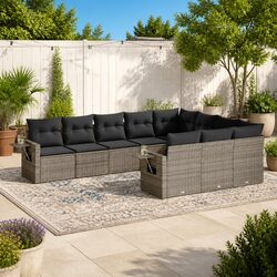 Premium 10 Piece Grey Poly Rattan Garden Sofa Set