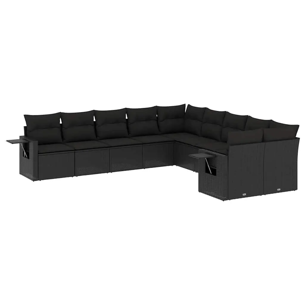 Garden Sofa Set PE Rattan 10 Piece Outdoor Furniture Patio Lounge Black