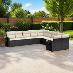 Premium 10-Piece Outdoor Garden Sofa Set in Black