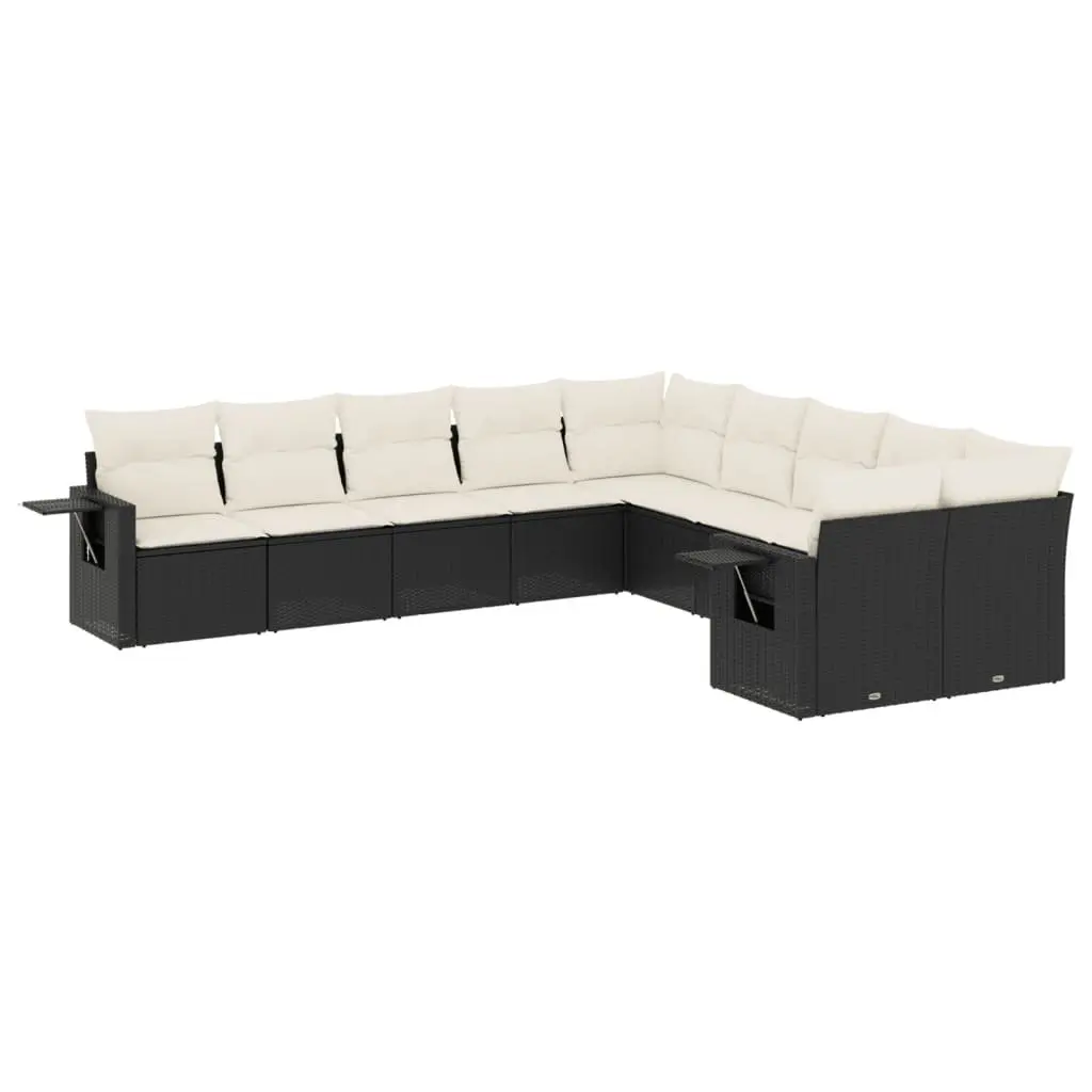 10-Piece Outdoor Garden Sofa Set in Black