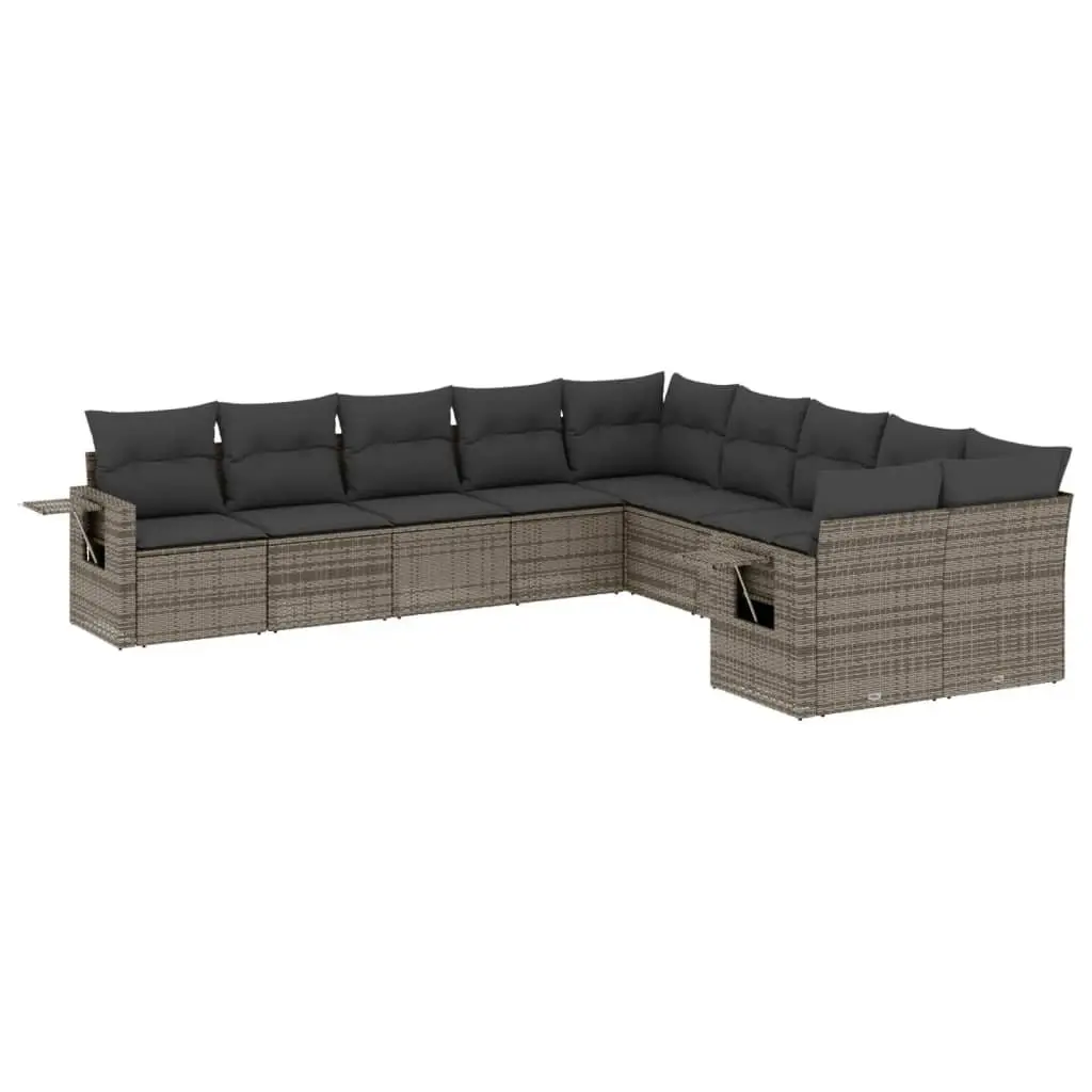 Garden Sofa Set PE Rattan 10 Piece Modular Outdoor Furniture Grey