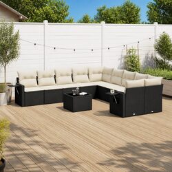 Premium 11-Piece Outdoor Garden Sofa Set in Black Rattan