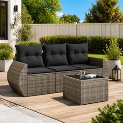 Exceptional 4 Piece Modular Garden Sofa Set with Cushions