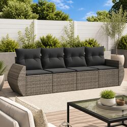 Durable 4 Piece Garden Sofa Set with Cushions - Grey