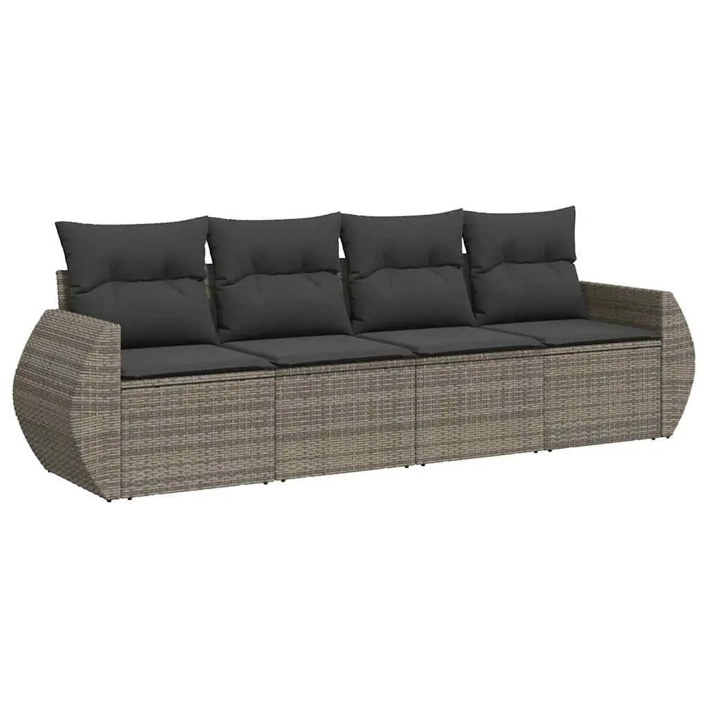 4 Piece Garden Sofa Set PE Rattan Powder-coated Steel Grey Outdoor Furniture