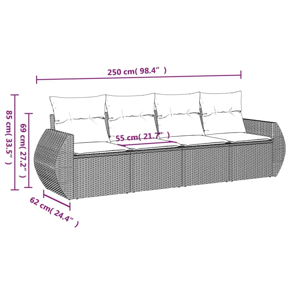 4 Piece Garden Sofa Set PE Rattan Powder-coated Steel Grey Outdoor Furniture