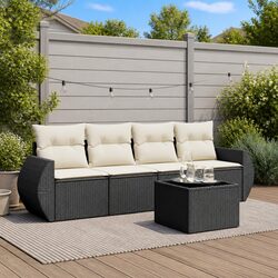 Premium 5 Piece Black Garden Sofa Set for Patio