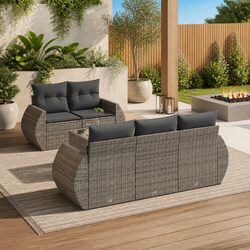 Premium 6-Piece Grey Garden Sofa Set for Outdoors