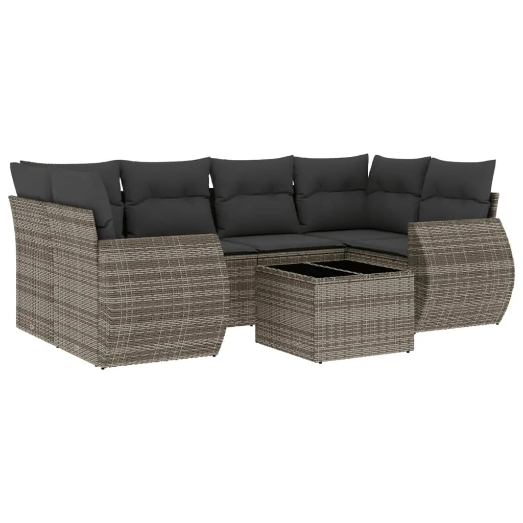 7-Piece Grey Outdoor Garden Sofa Set with Cushions