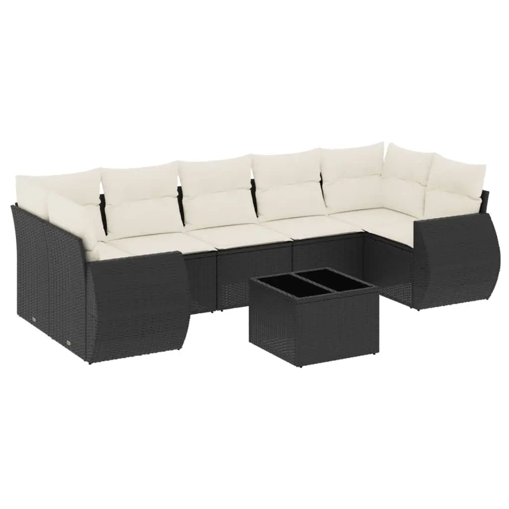 Garden Sofa Set PE Rattan 8 Piece Outdoor Furniture Black