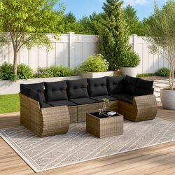 Premium 8 Piece Grey Rattan Garden Sofa Set with Cushions