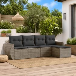 5 Piece Grey Outdoor Garden Sofa Set with Cushions
