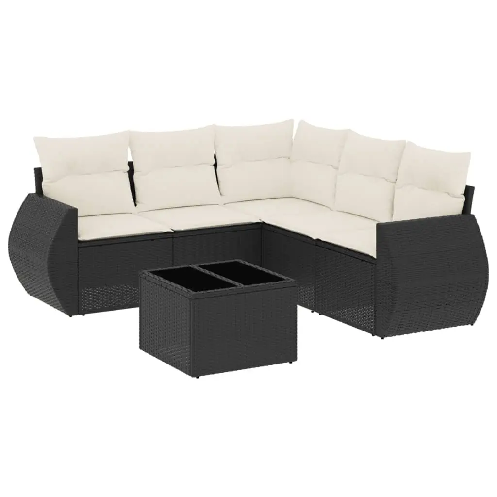 6-Piece Garden Sofa Set Outdoor Furniture in Black Rattan