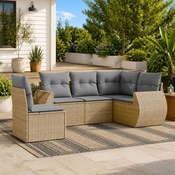 High-Quality 5 Piece Garden Sofa Set in Beige