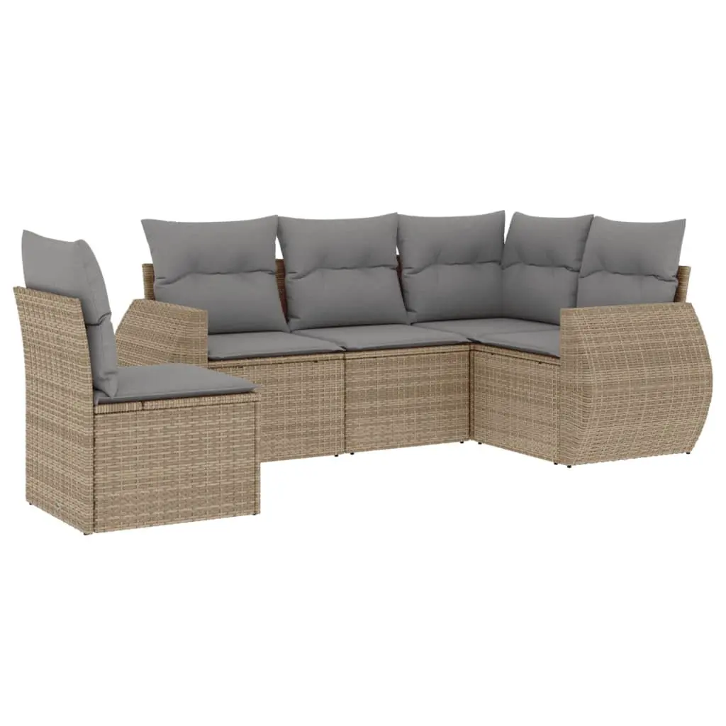 5 Piece Garden Sofa Set in Beige
