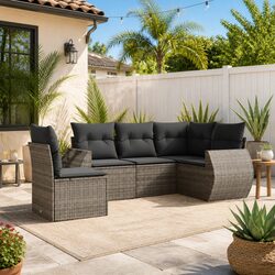 Durable 5 Piece Garden Sofa Set with Cushions Grey