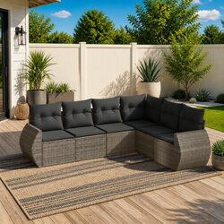 Durable 6 Piece Grey Garden Sofa Set for Outdoor Relaxation