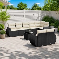 Durable 9-Piece Outdoor Sectional Sofa Set in Black