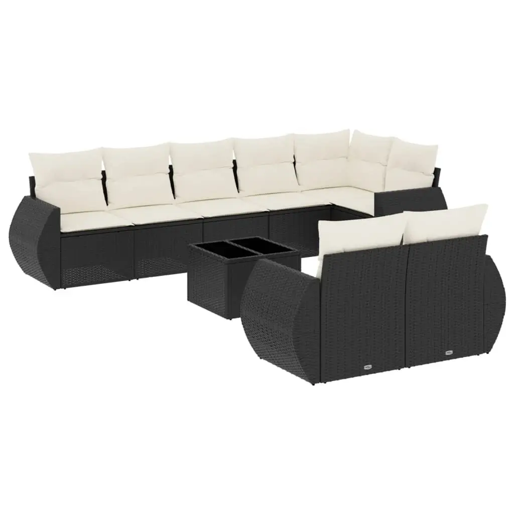 9-Piece Outdoor Sectional Sofa Set in Black