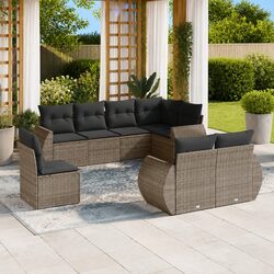 8-Piece Modular Garden Sofa Set in Grey