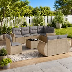 Premium 9-Piece Outdoor Sectional Sofa Set in Beige