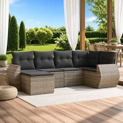 6-Piece Modular Grey Outdoor Sectional Sofa Set