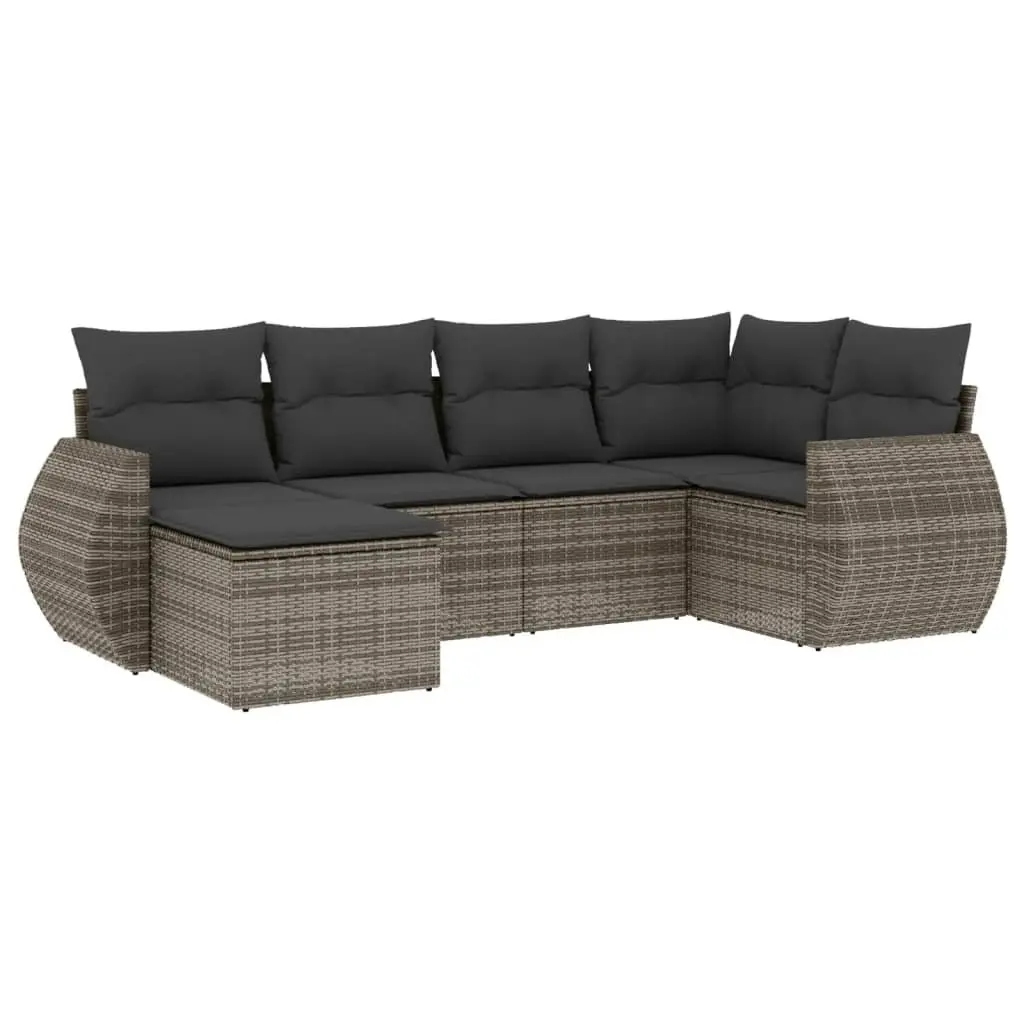 6-Piece Modular Grey Outdoor Sectional Sofa Set