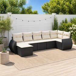 Durable 7-Piece Outdoor Sectional Sofa Set in Black