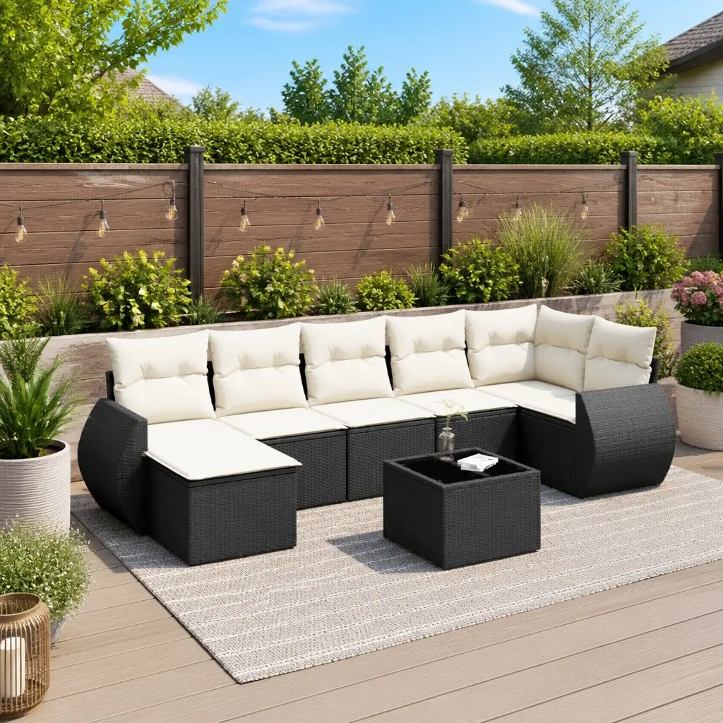 8-Piece Outdoor Sectional Sofa Set in Black