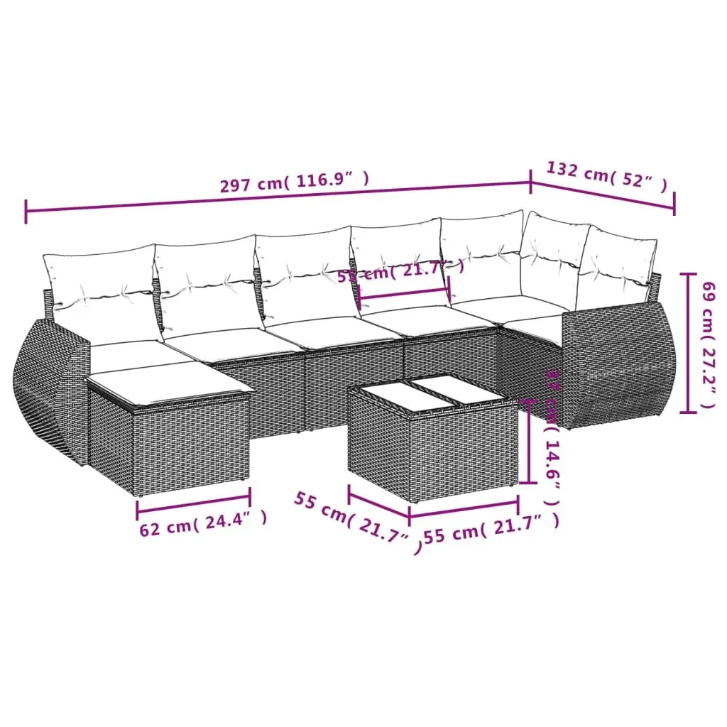 8-Piece Outdoor Sectional Sofa Set in Black