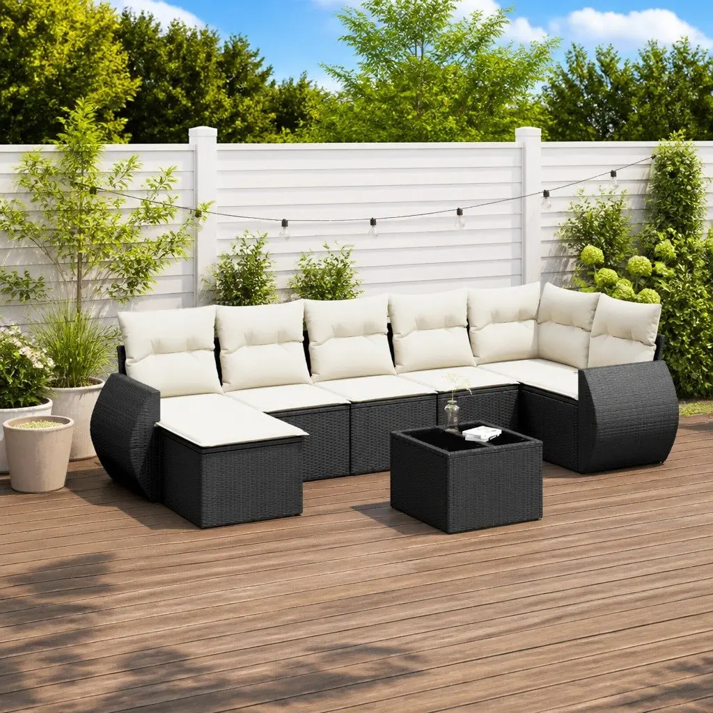 7-Piece Black Outdoor Sectional Sofa Set