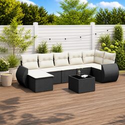 Premium 7-Piece Black Outdoor Sectional Sofa Set