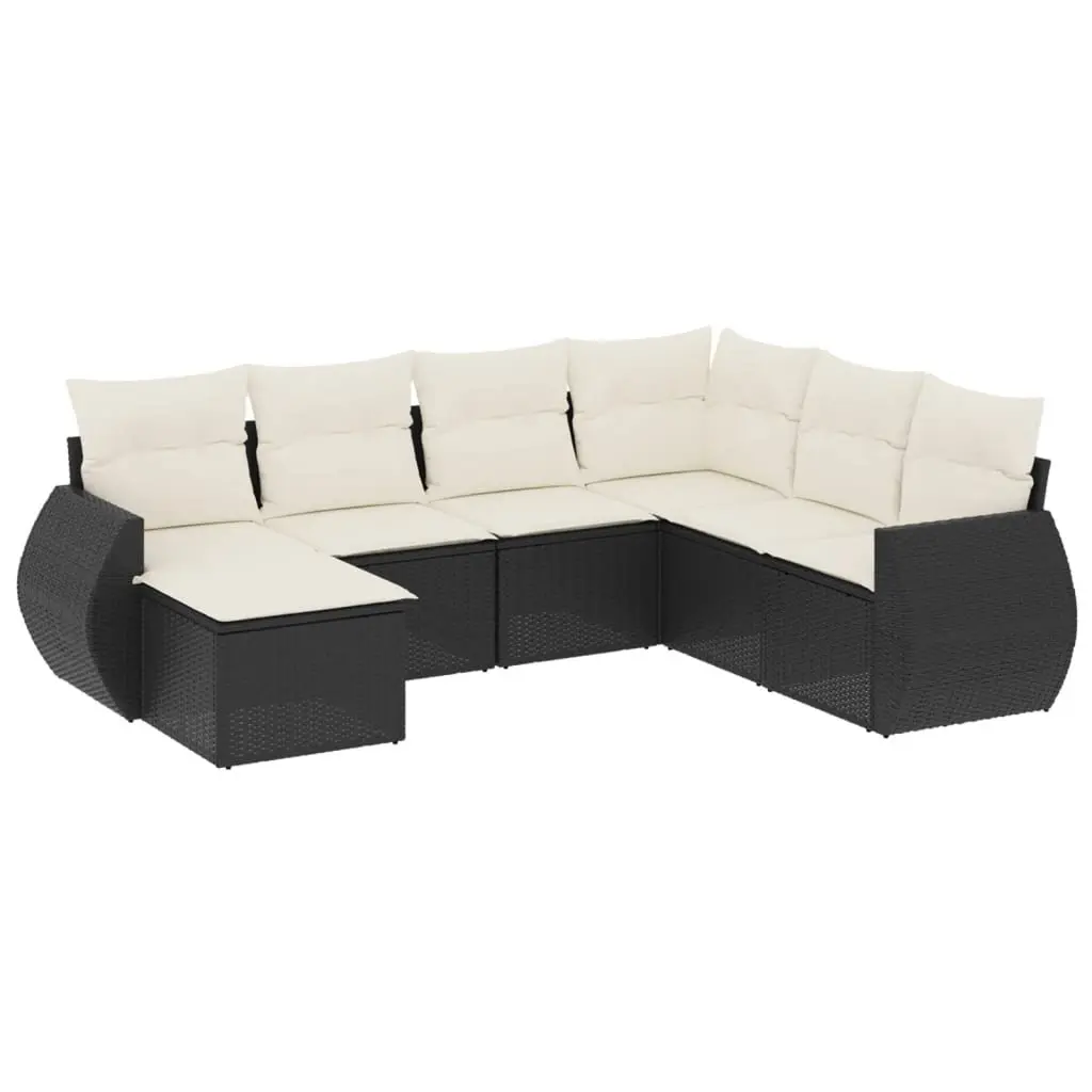 7-Piece Black Outdoor Sectional Sofa Set