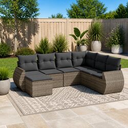 Grey Modular Outdoor Sectional Sofa Set 7 Pieces