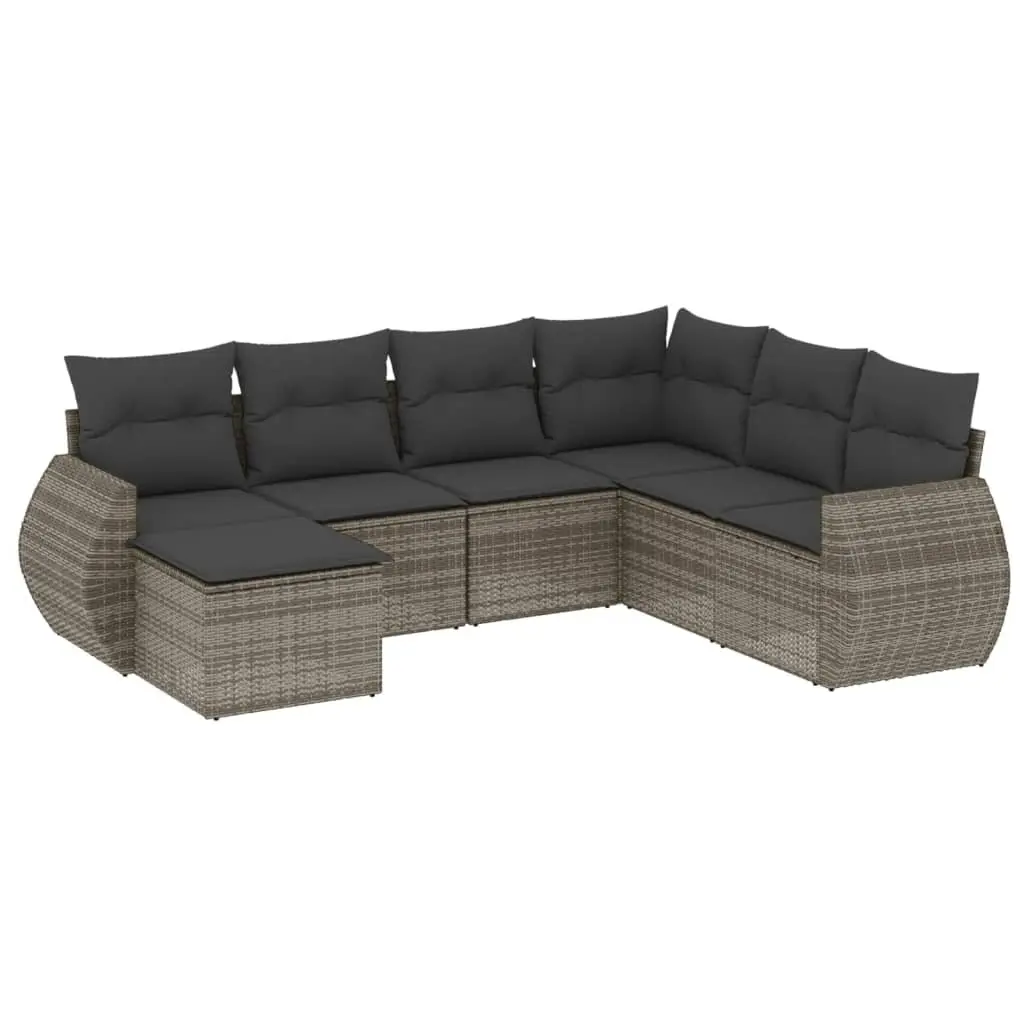 Outdoor Sofa Set PE Rattan 7 Piece Modular Grey