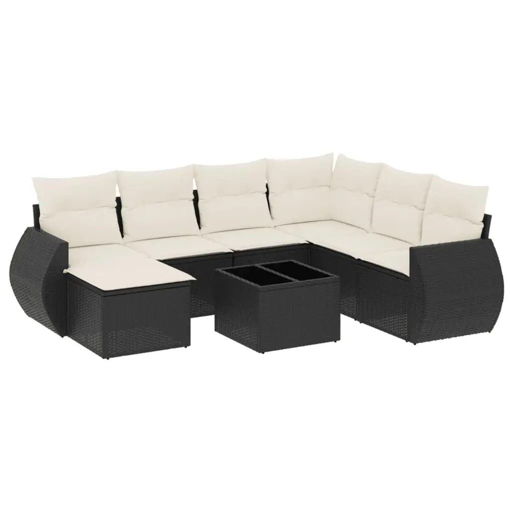 Outdoor Sectional Sofa Set PE Rattan 8 Piece Black Modular