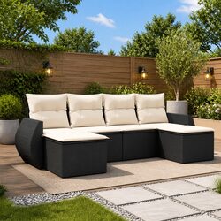 Sturdy 6 Piece Outdoor Sectional Sofa Set in Black