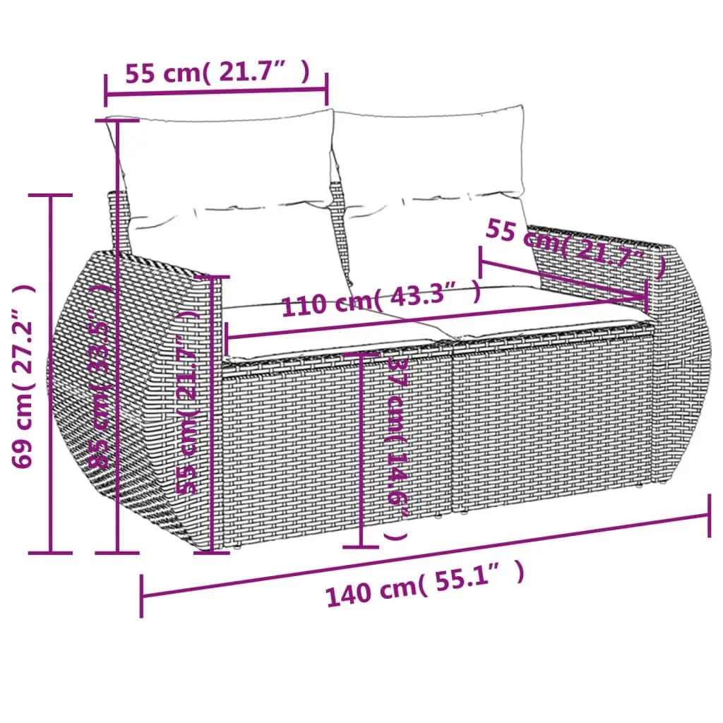 Grey 8 Piece Modular Outdoor Sectional Sofa Set