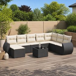 Stylish 9 Piece Outdoor Sectional Sofa Set in Black