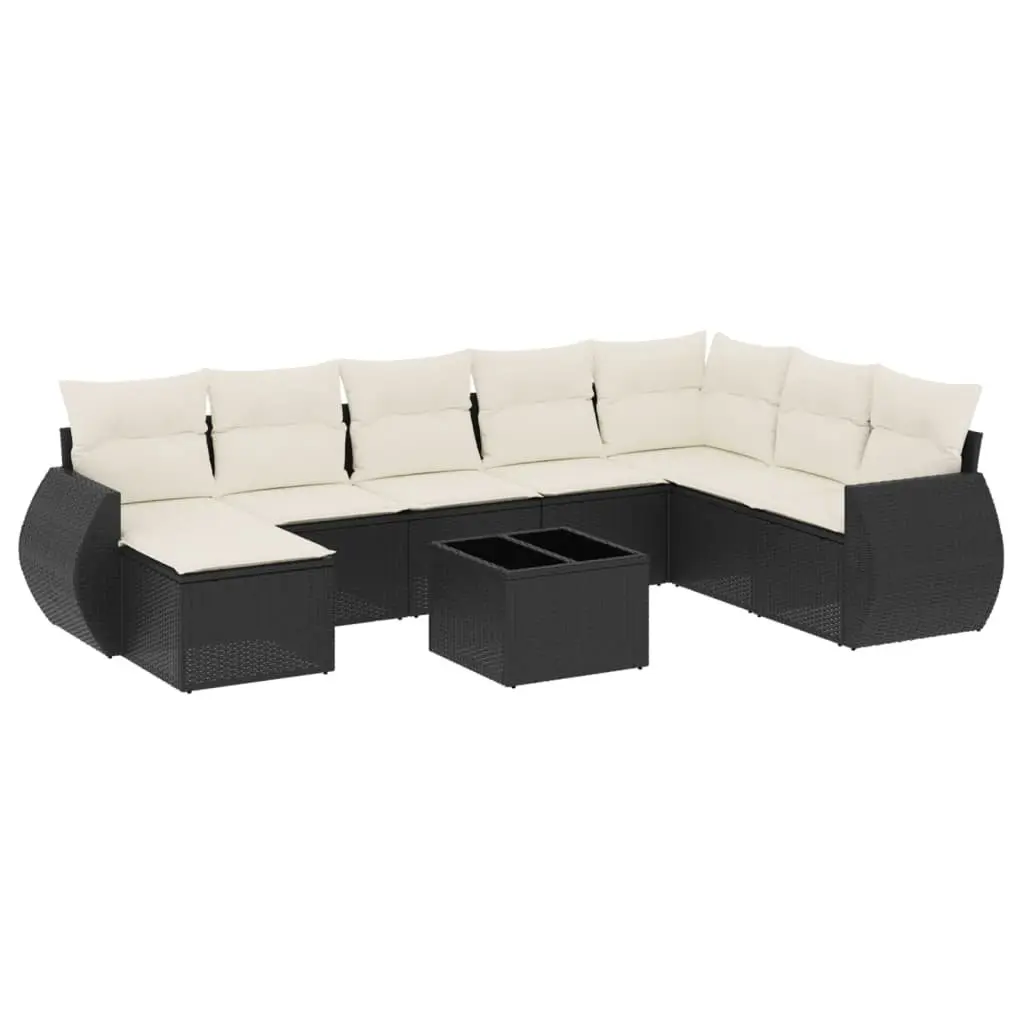 9 Piece Outdoor Sectional Sofa Set in Black
