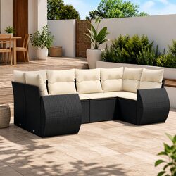 Black 6-Piece Modular Outdoor Sofa Set for Patio
